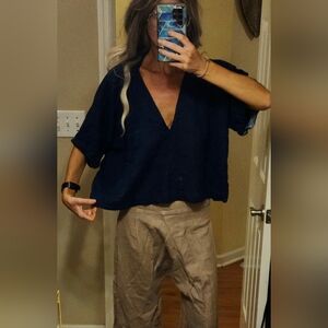 "Vintage" Free People Linen Like Flowy Top